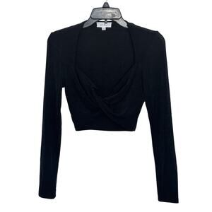 Balletcore Slinky Goth Anthropologie Mable Black Twist Front Crop Top Small